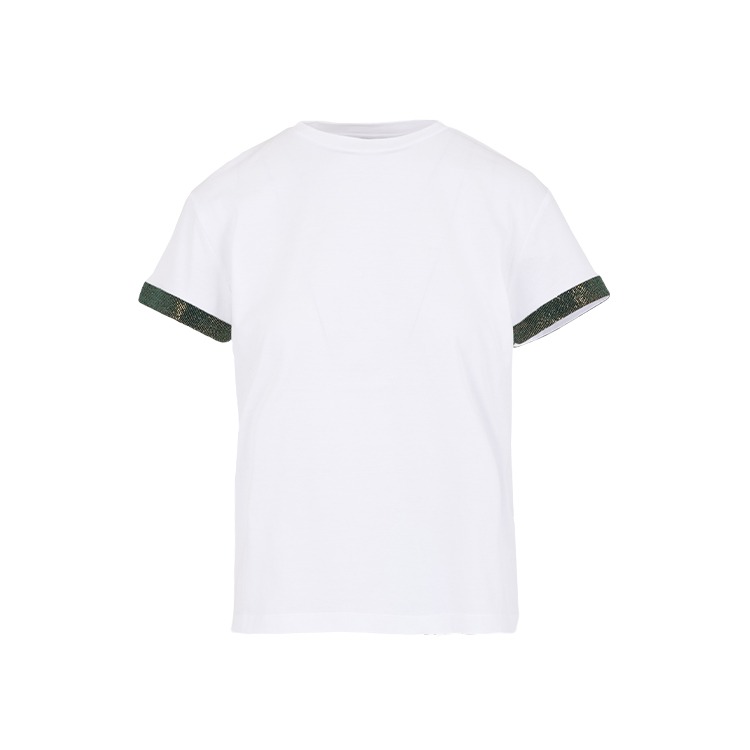 Monili Edge Sleeve Cotton T-Shirt