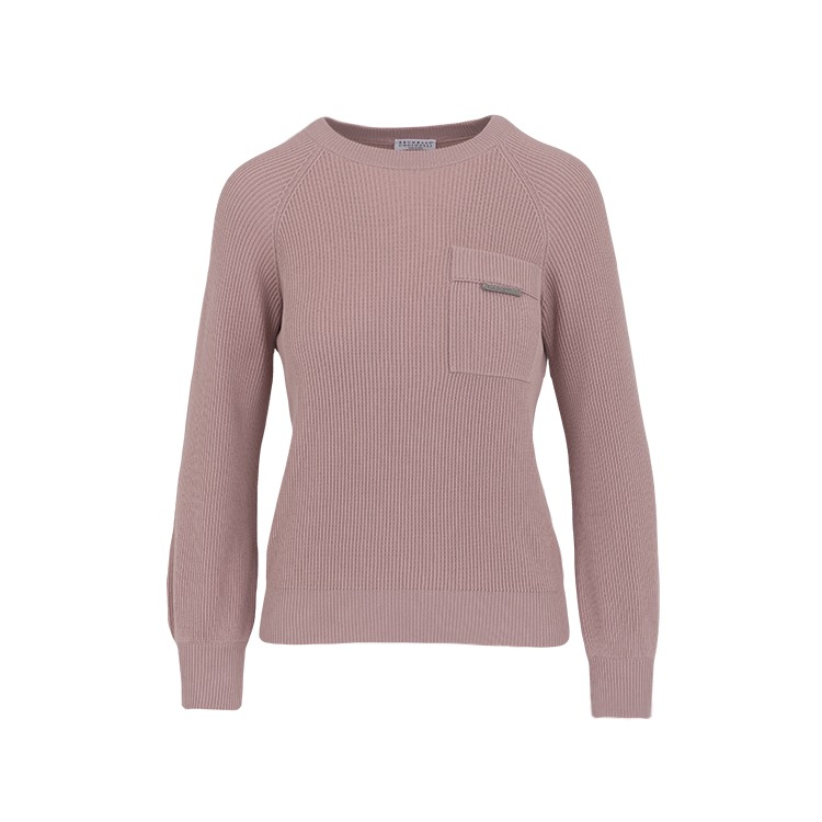 Cotton Sweater With Chest Pocket_pink