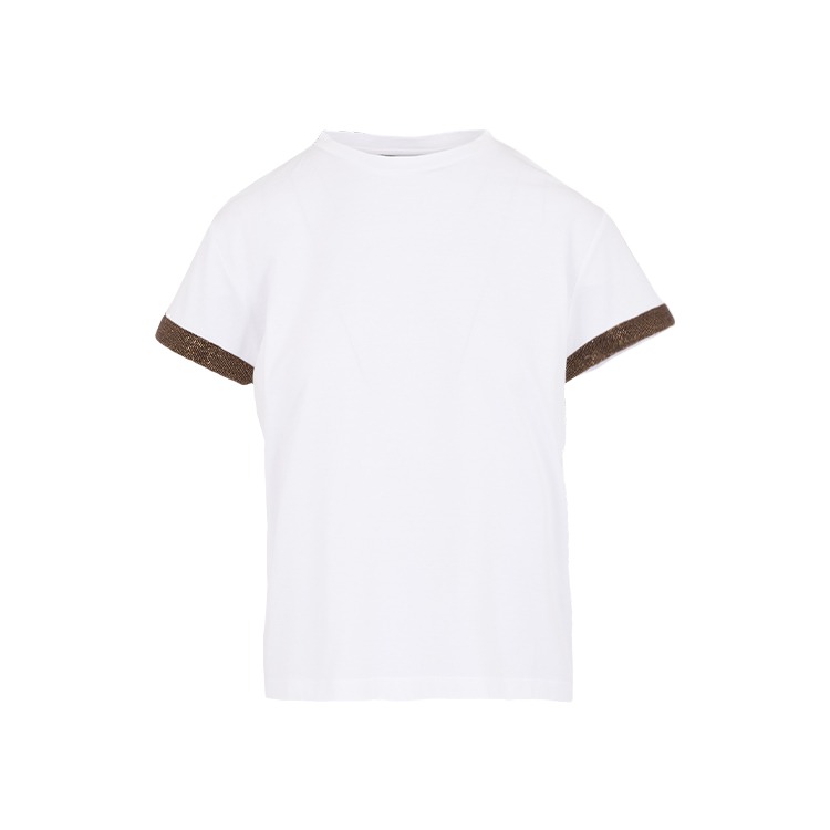 Monili Edge Sleeve Cotton T-Shirt_gold
