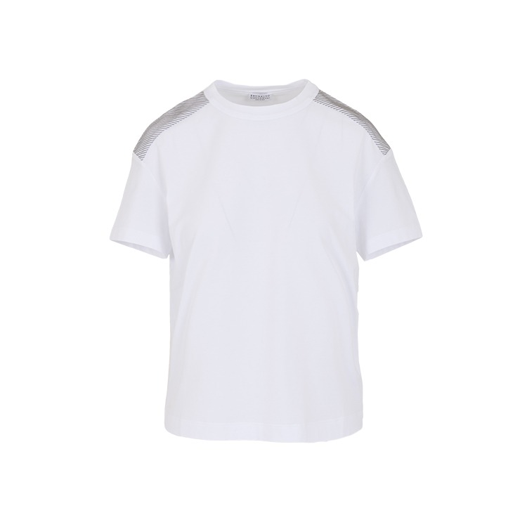 Bead-trim short-sleeve T-shirt