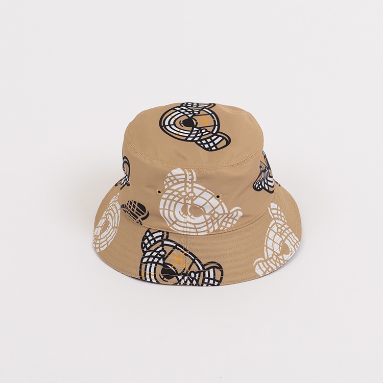 Teddy bear-print bucket hat_beige