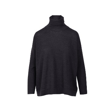 High-neck knitted Long-sleeve Top_Black