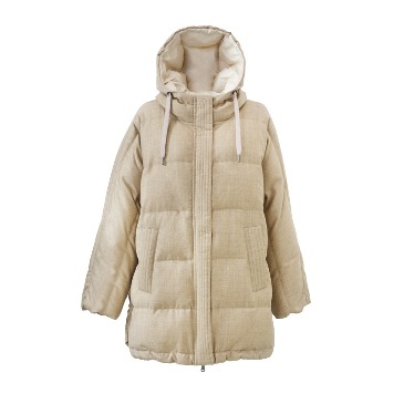 Side-Pointed Padded Hood Long Coat