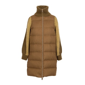 Padded Down Coat With Cashmere Sleeve