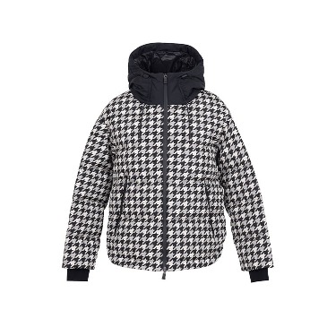 Quilted Down Jacket With Houndstooth Print