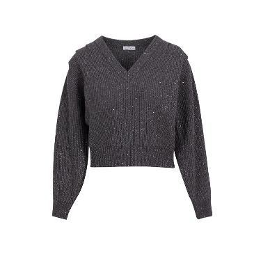 Metallic-Effect V-Neck Sweater