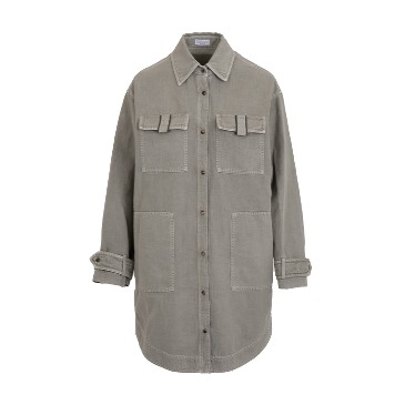 [Brunello Cucinelli] Multi-pocket Embellished Cotton-linen Shirt